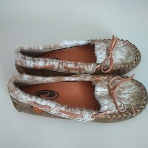 Roper suede leather mocassin loafers  brown orange